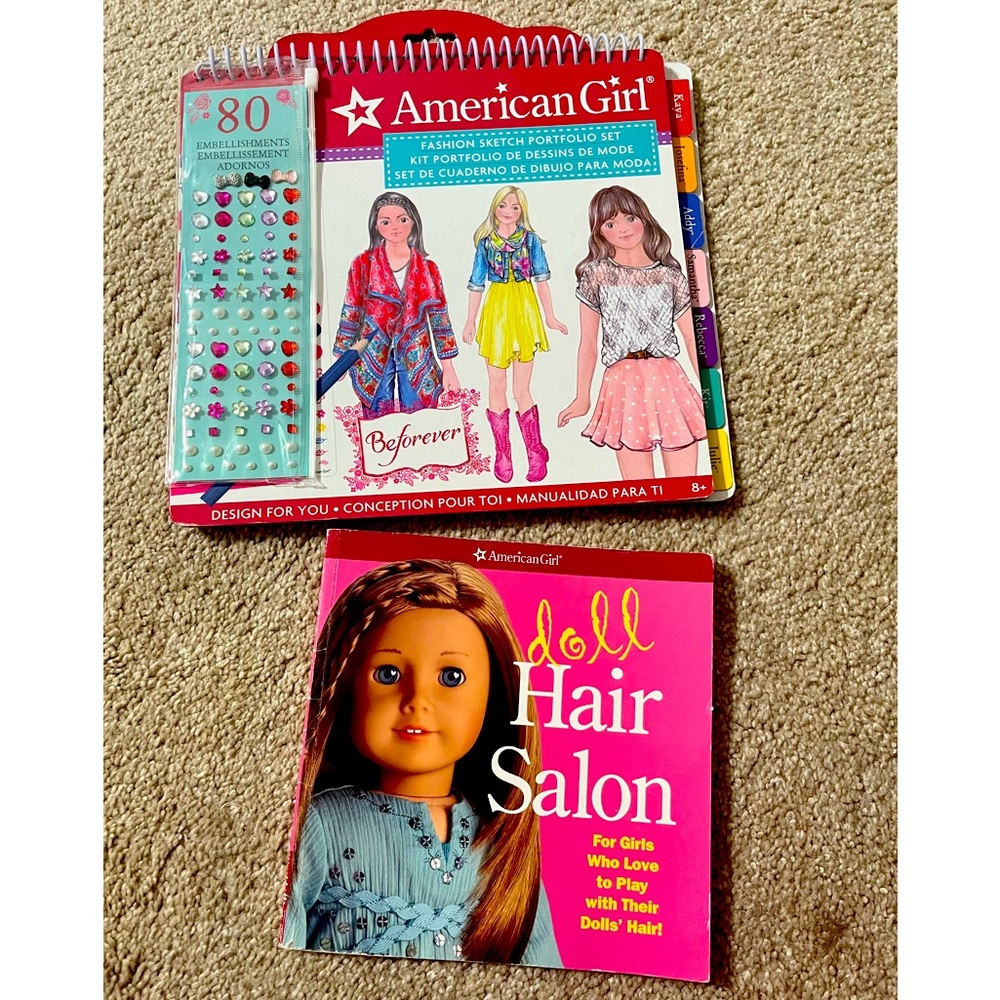 American girl fashion book and hair salon book